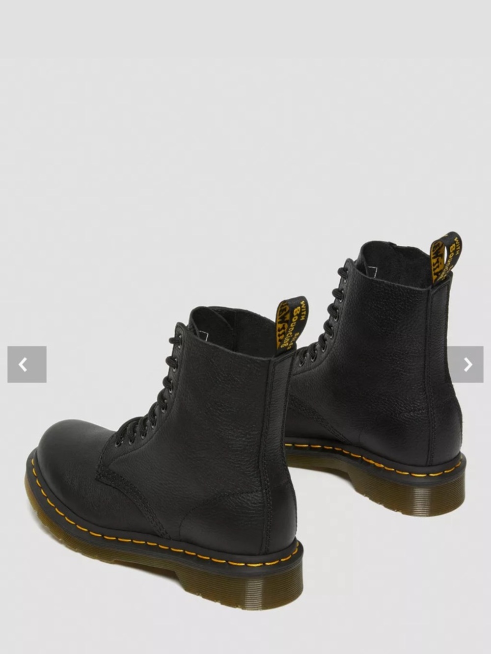 Dr. Martens Inspired Black Leather Combat Boot with Yellow Stitching - Picture 5 of 12